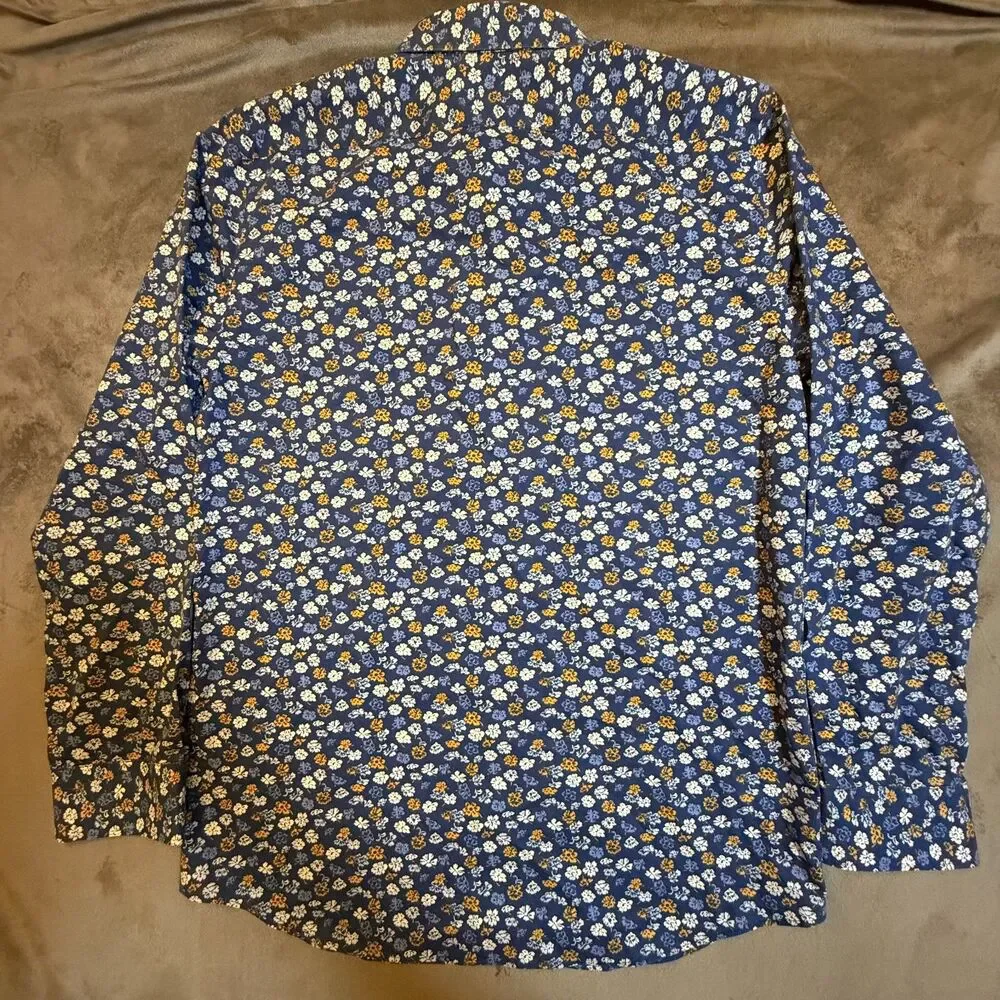 Banana Republic blue floral print long sleeve button up shirt - Size L - 0374